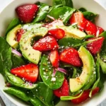 Fresh Strawberry Avocado Spinach Salad with vibrant colors and ingredients