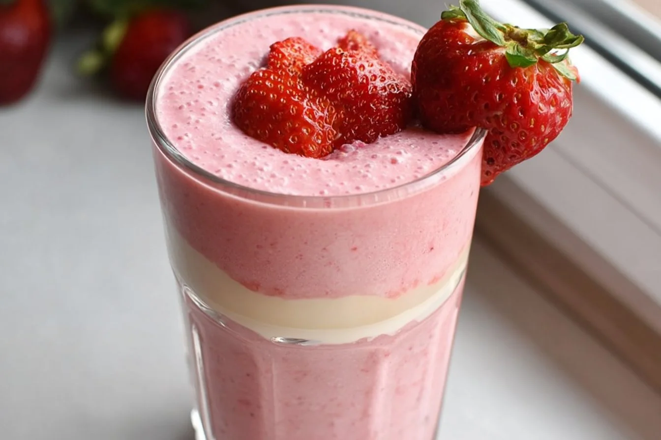 Strawberry Vanilla Protein Smoothie (Healthy, Thick & Naturally Sweet) - A Creamy Breakfast or Post-Workout Boost