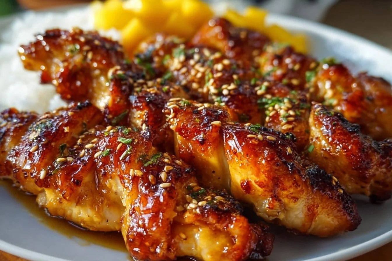 Sweet & Savory Asian Mango Glazed Chicken Twists