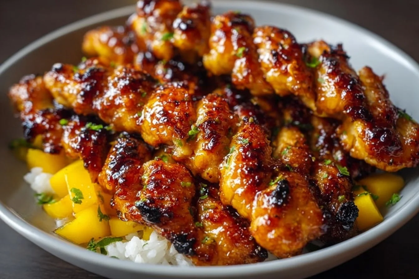 Sweet & Savory Asian Mango Glazed Chicken Twists
