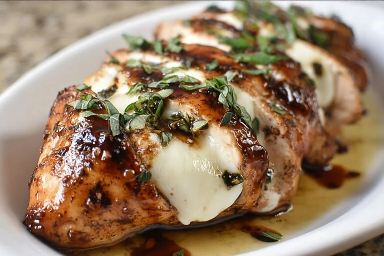 Balsamic Baked Chicken Breast with Mozzarella Cheese