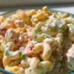 Delicious Chicken Macaroni Salad served in a bowl with fresh ingredients