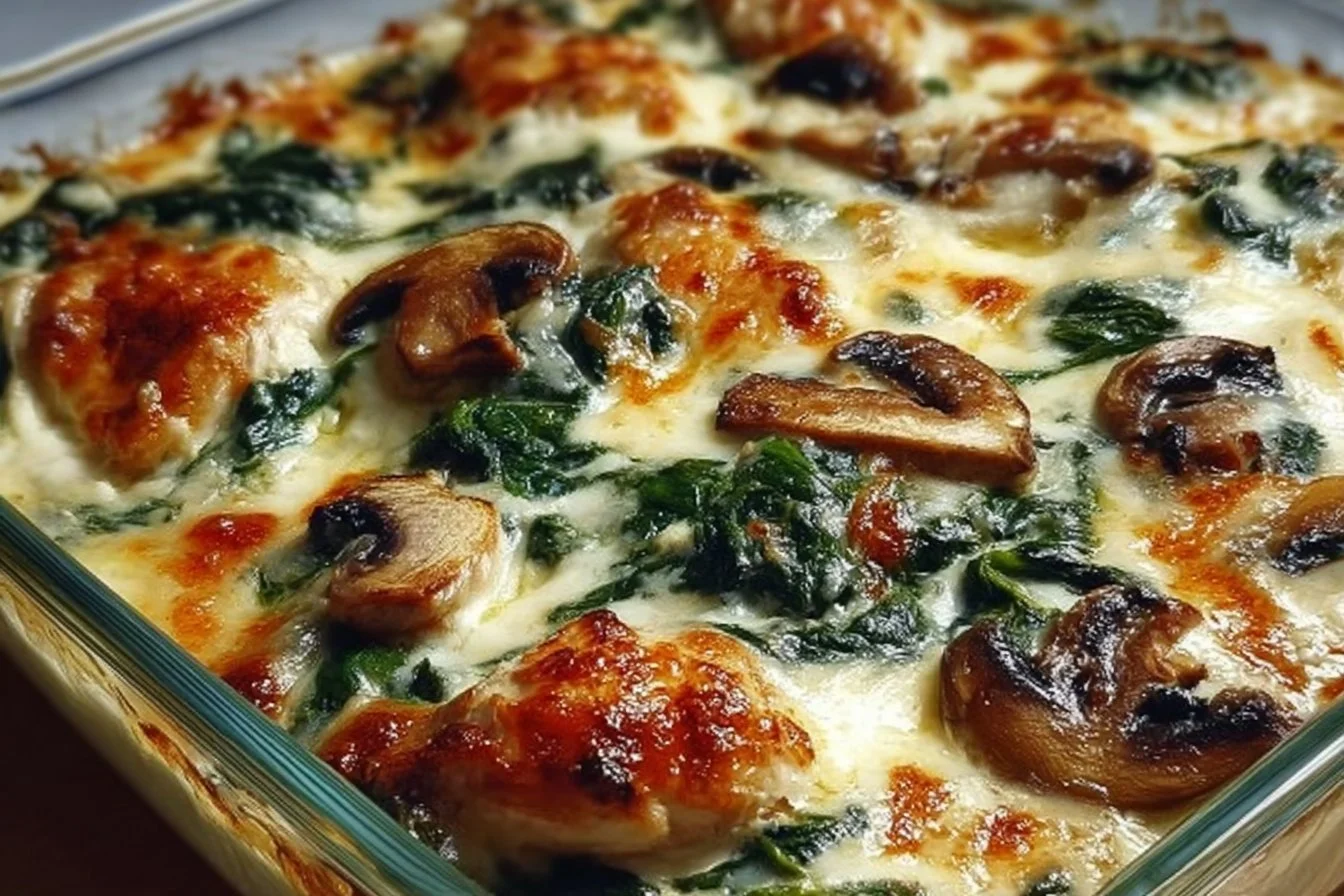 Chicken Spinach and Mushroom Low Carb Oven Dish