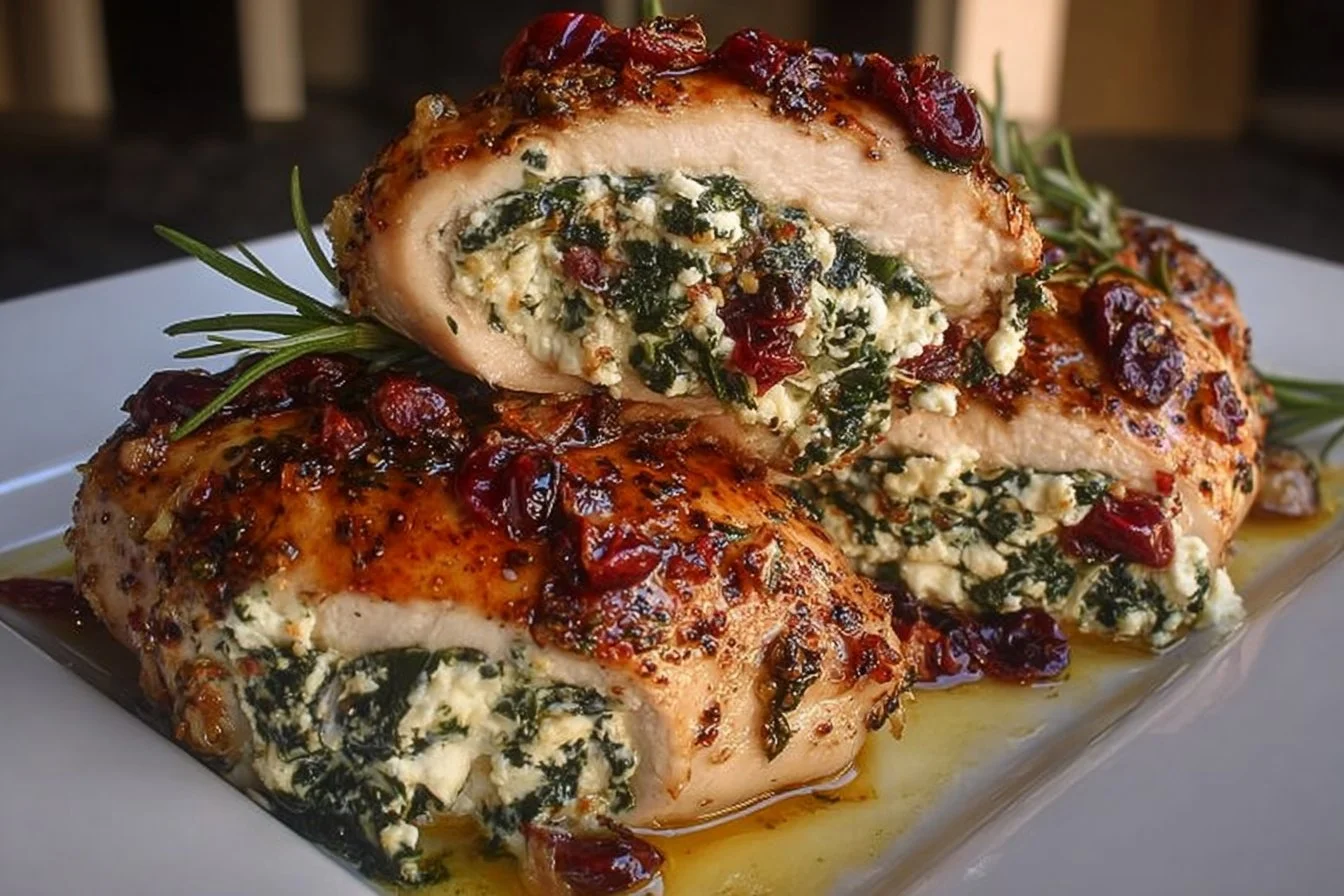Cranberry & Spinach Stuffed Chicken Breasts with Cream Cheese
