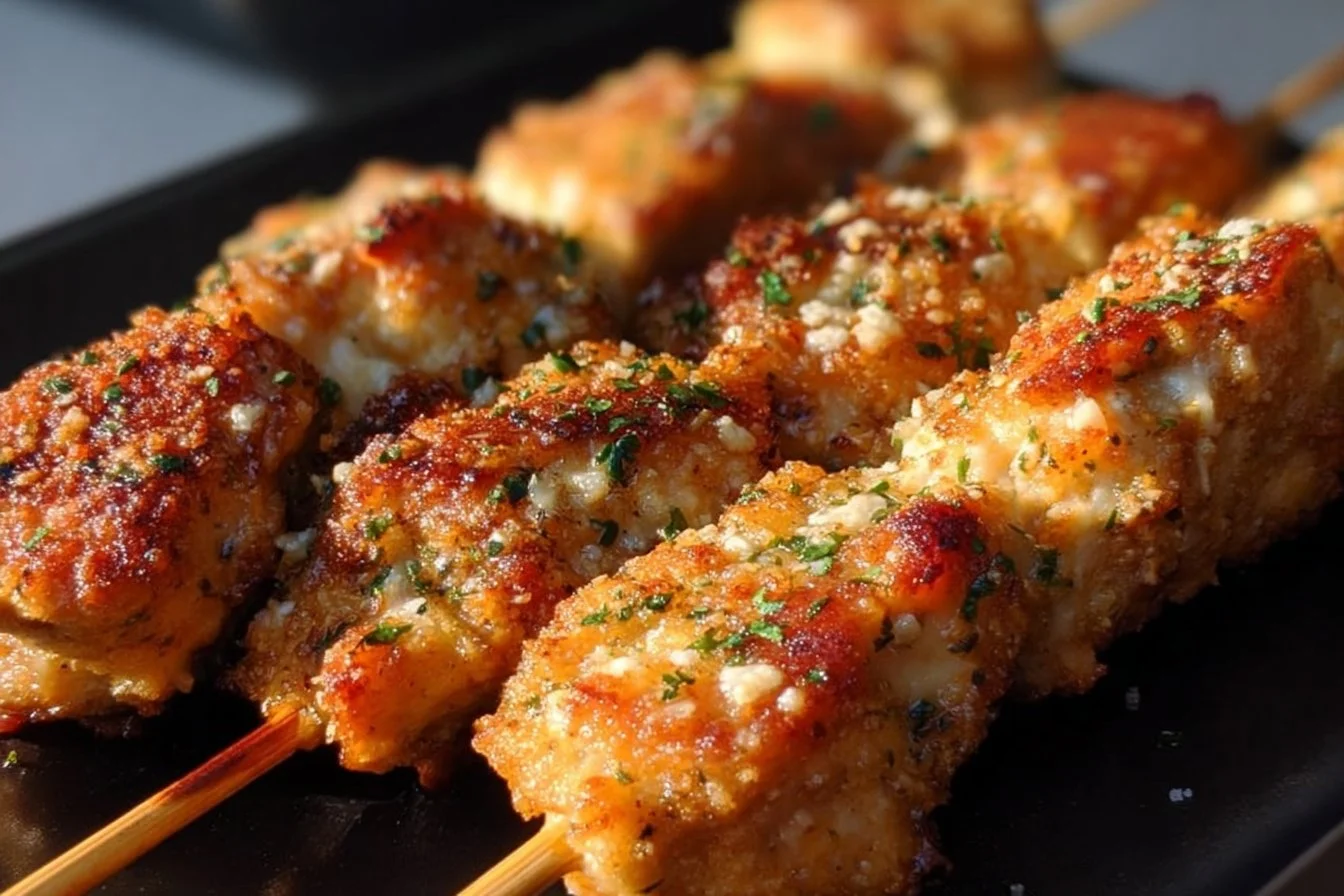 Easy Keto Garlic Parmesan Chicken Skewers Recipe