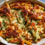 Healthy cottage cheese pasta bake with mixed vegetables