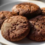 Healthy high protein cocoa chickpea cookies with banana on a plate
