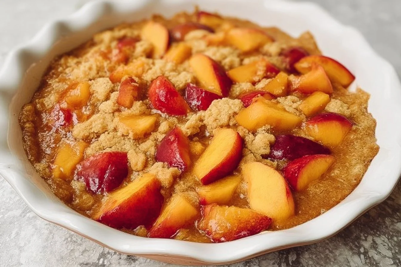 Healthy gluten-free and vegan nectarine cobbler topped with fresh fruit