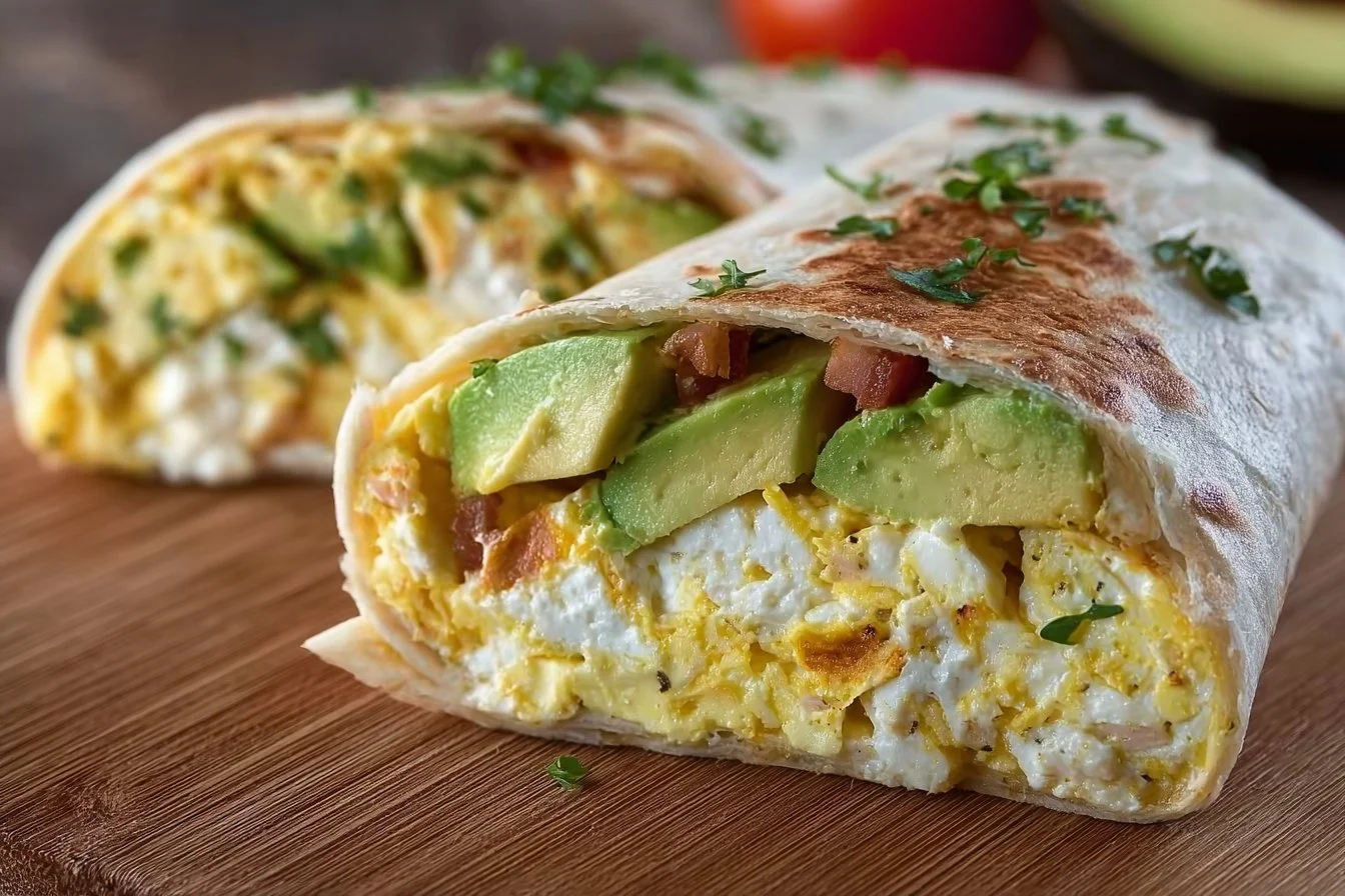 High-Protein Breakfast Wrap with Cottage Cheese and Avocado