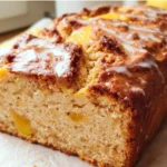 Freshly baked homemade nectarine bread with ripe nectarines.