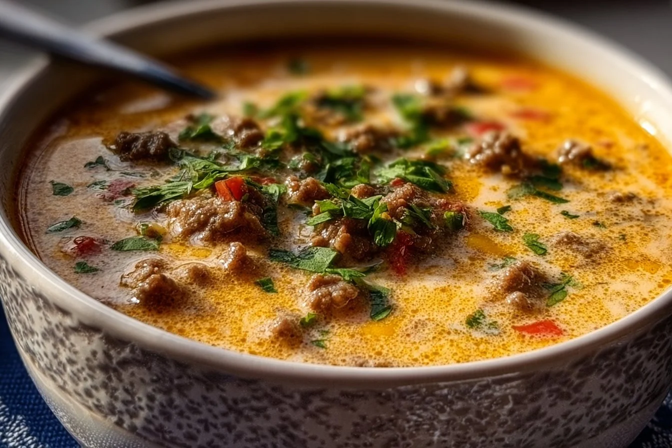 Keto Beef Cheeseburger Soup