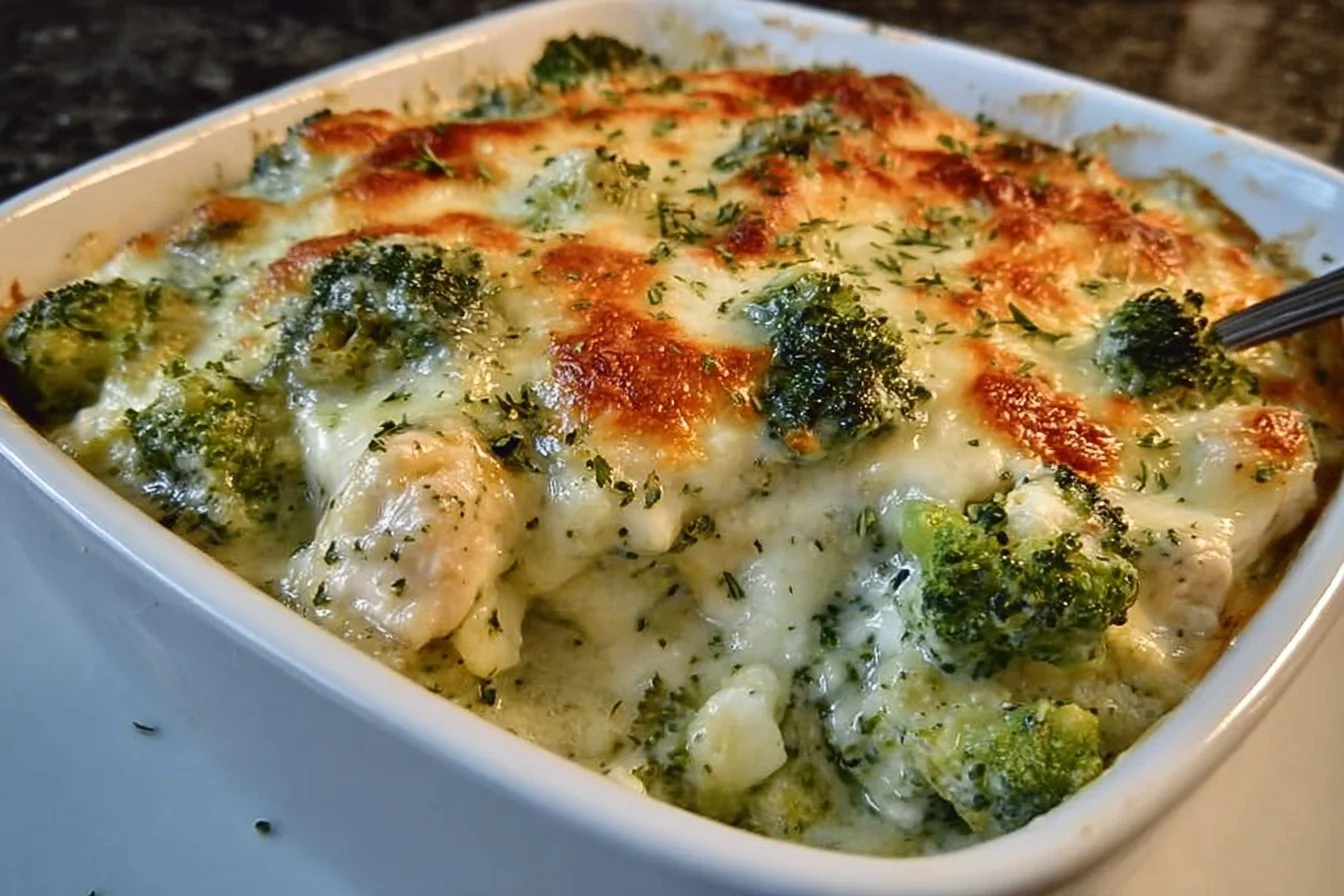 Keto Chicken Alfredo Broccoli Bake