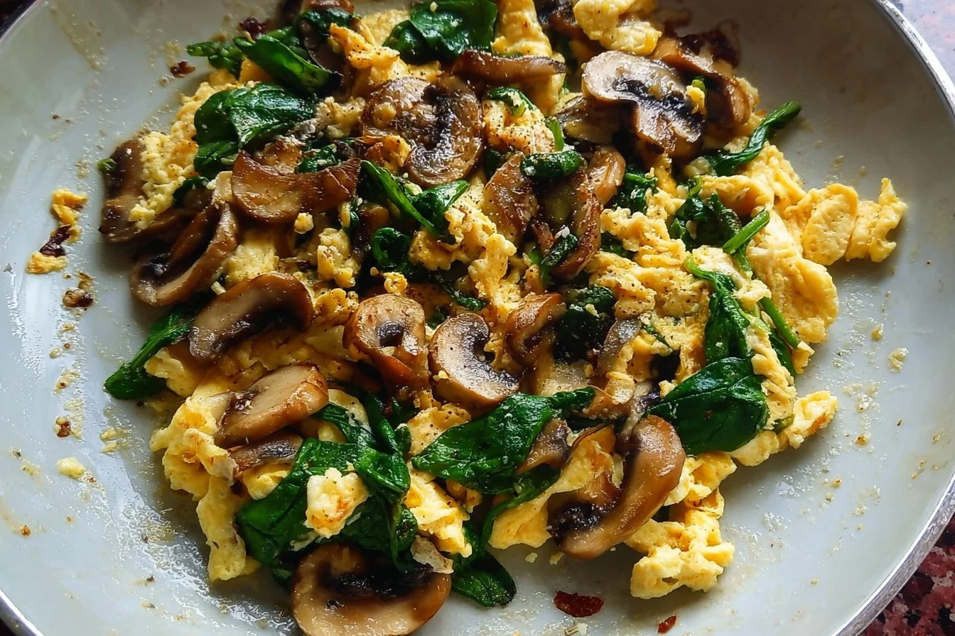 Mushroom Spinach Scrambled Eggs