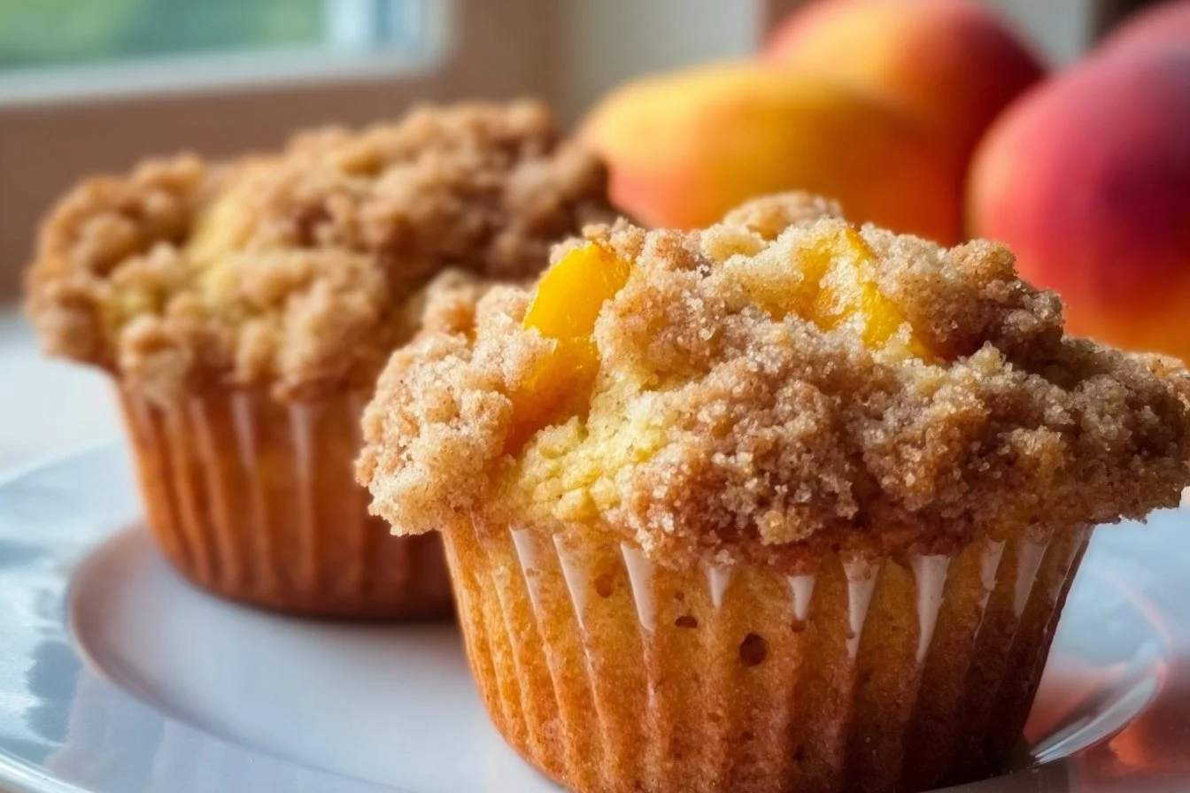 Peach Muffins with Crumb Topping