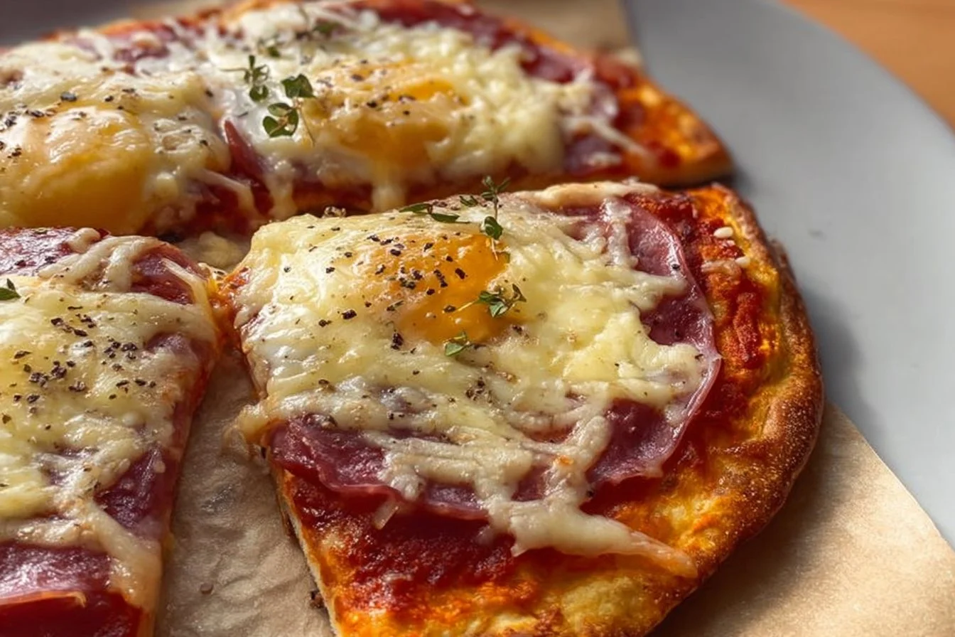 A flavorful dish of Pizza Eggs topped with cheese and colorful veggies