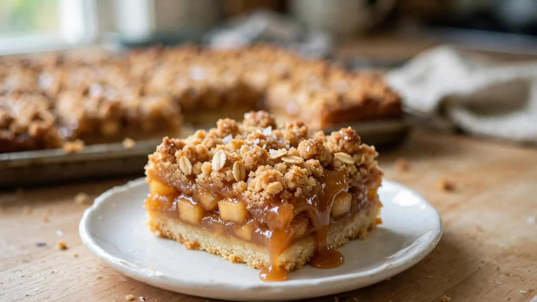 Easy Caramel Apple Bars with a Crumb Topping