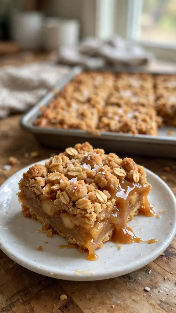 Easy Caramel Apple Bars with a Crumb Topping